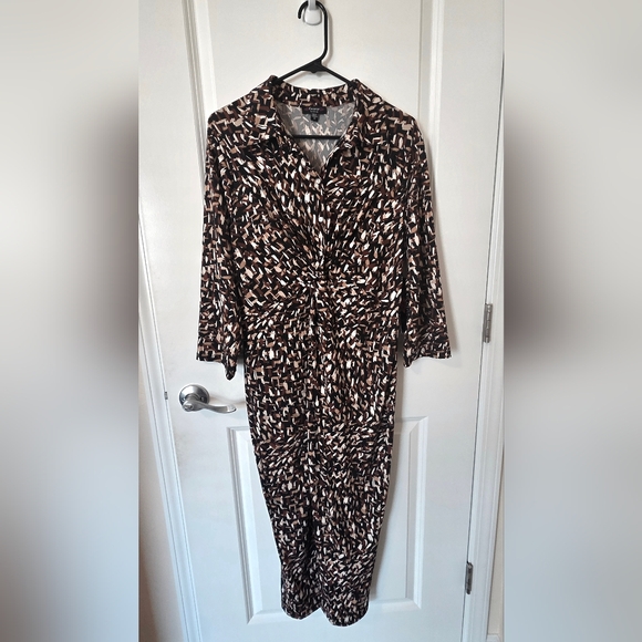 Cocomo Long Sleeve Abstract Brown Dress - NWT - Picture 2 of 8